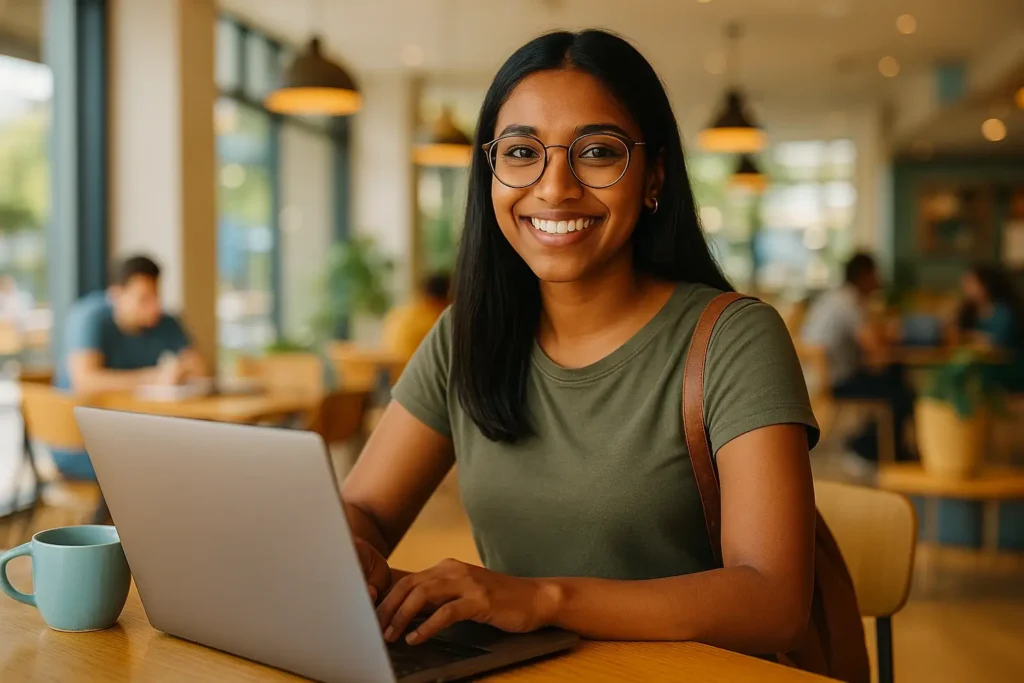 South African student submitting a CV for a job application online.