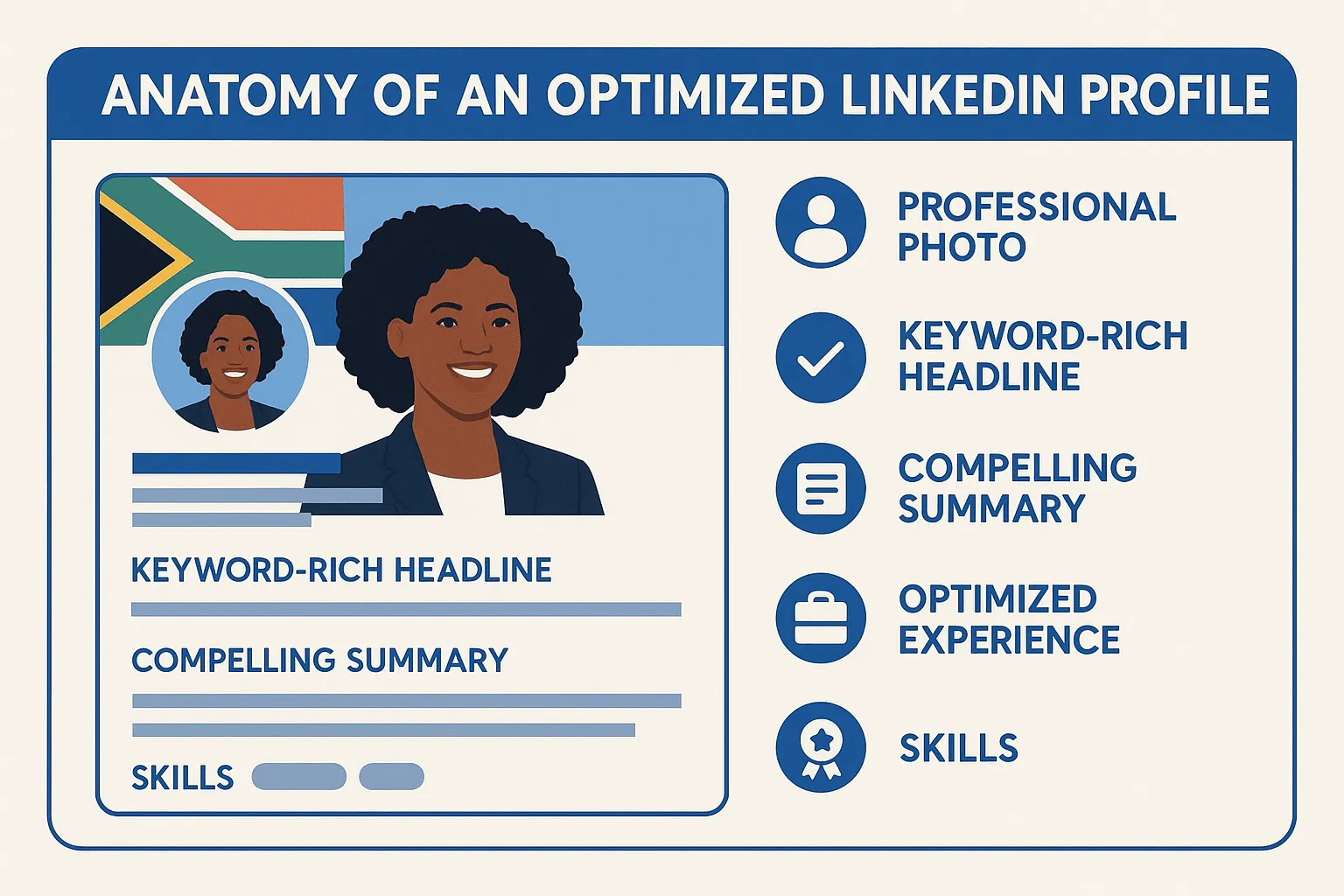 Visual breakdown of a high-performing LinkedIn profile layout