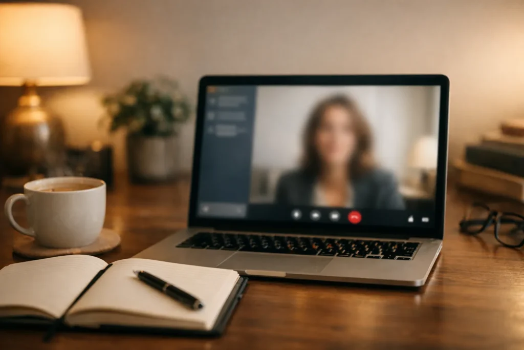 Professional confidential video call setup for executive CV support in South Africa