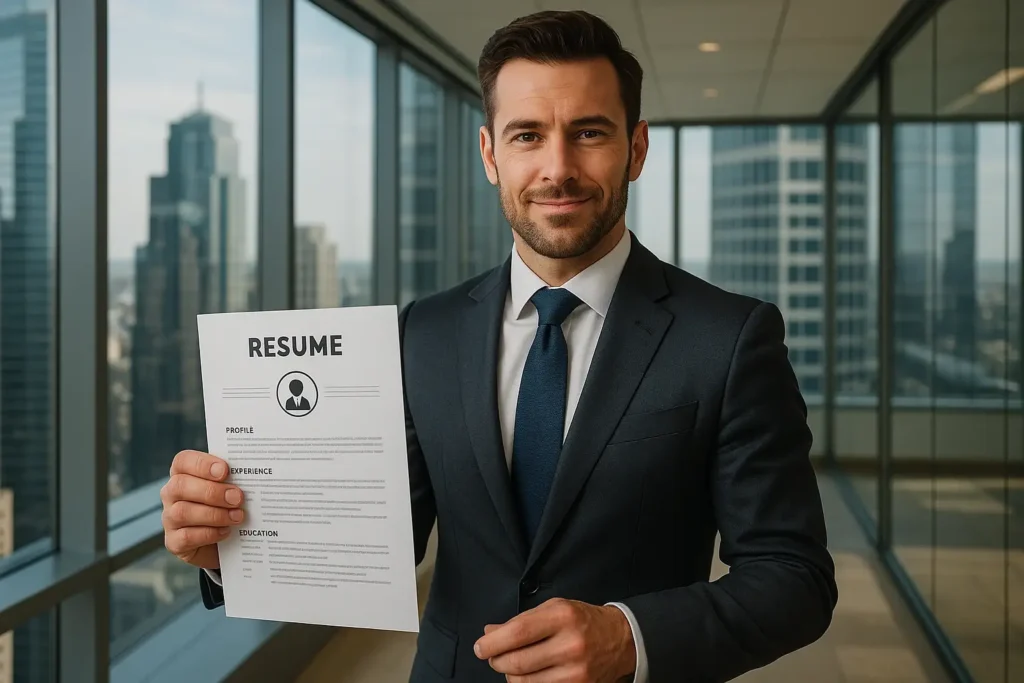 Executive presenting a professionally written CV