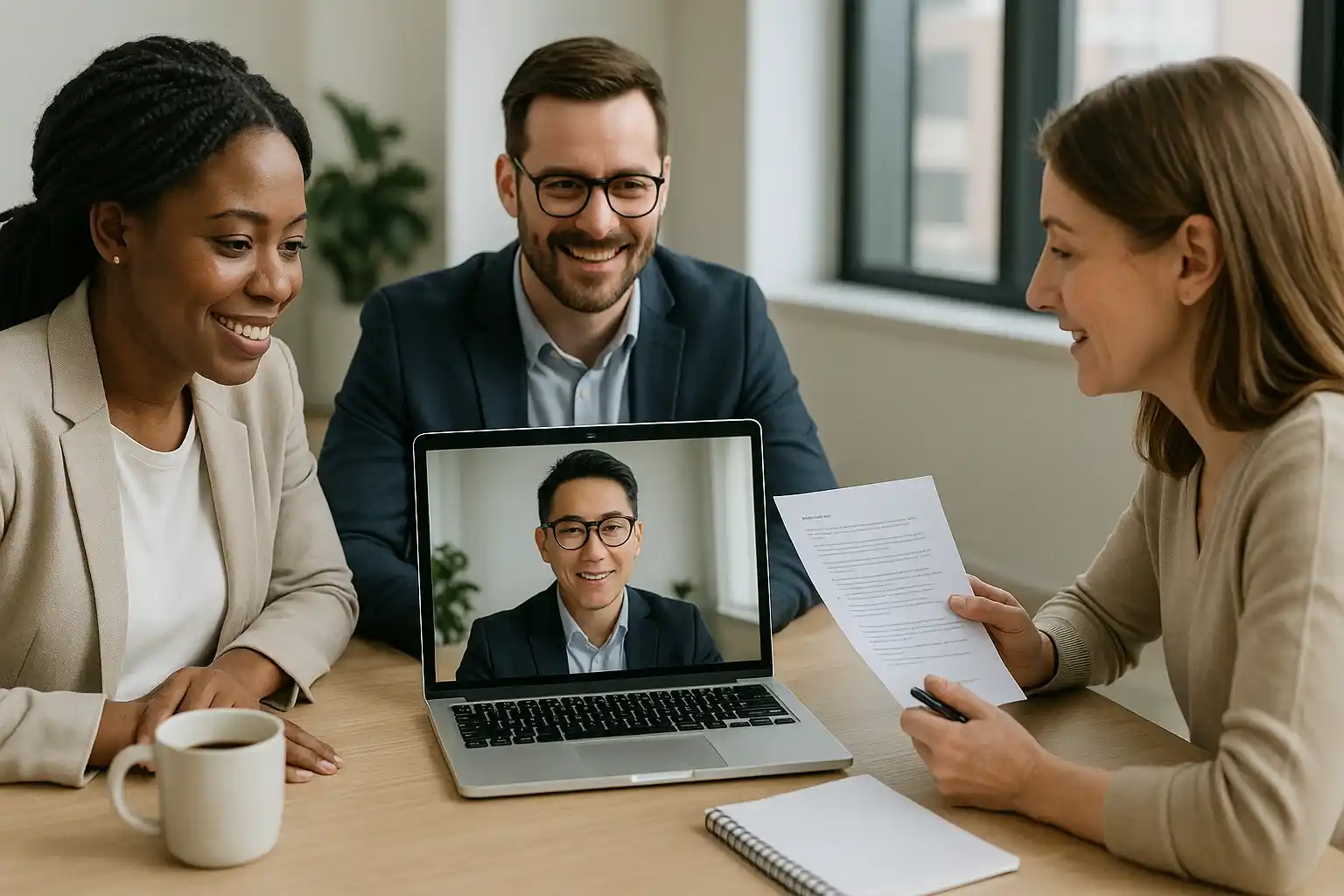Client receiving one-on-one CV consultation with a career expert in a modern office.