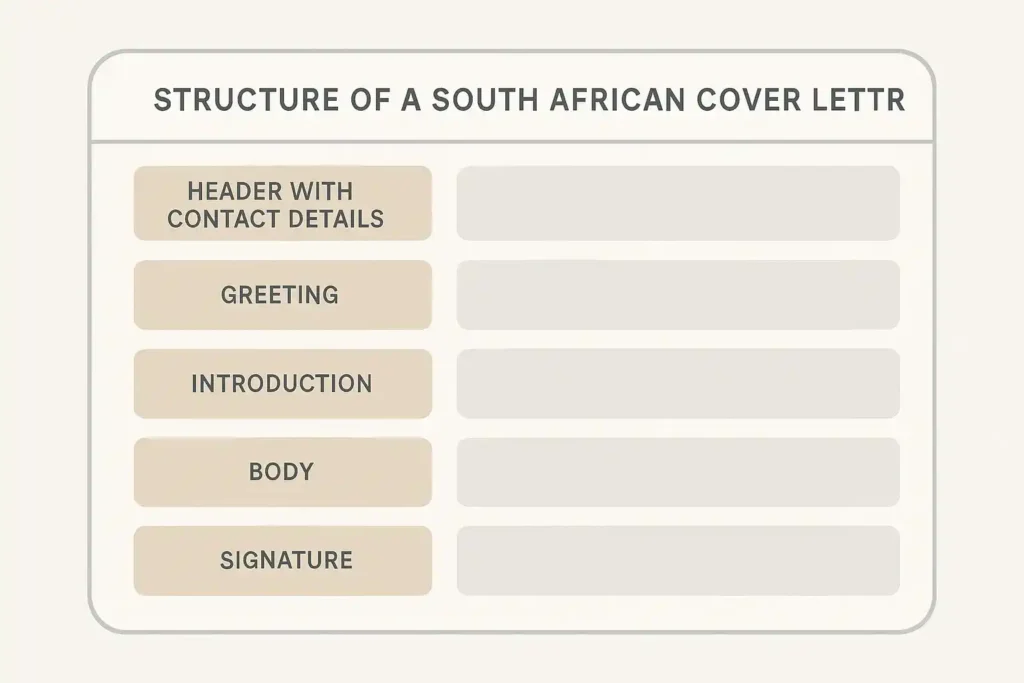 South African cover letter format infographic