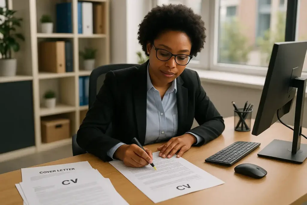 South African recruiter reviewing CVs and cover letters